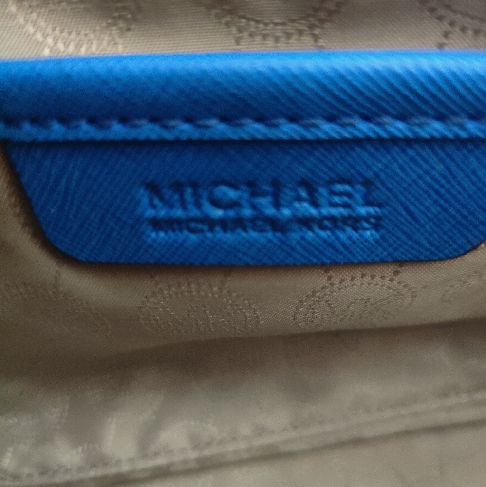💯Michael Michael Kors  Summer Blue Saffiano Leather Satchel - Picture 11 of 12